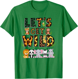 Let's Get Wild Colorful Animal Print Letters Safari Zoo T-Shirt - T-Shirt | Irish Green