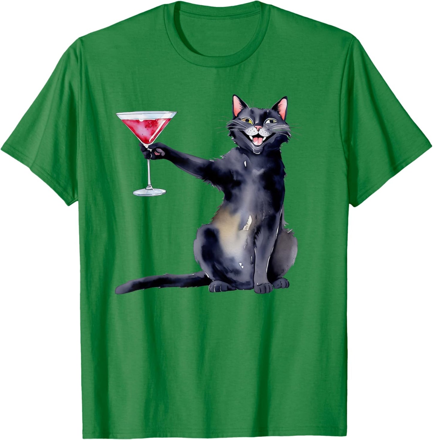 Funny Cat Holding a Martini Cat Lover Men Women T-Shirt - T-Shirt | Irish Green