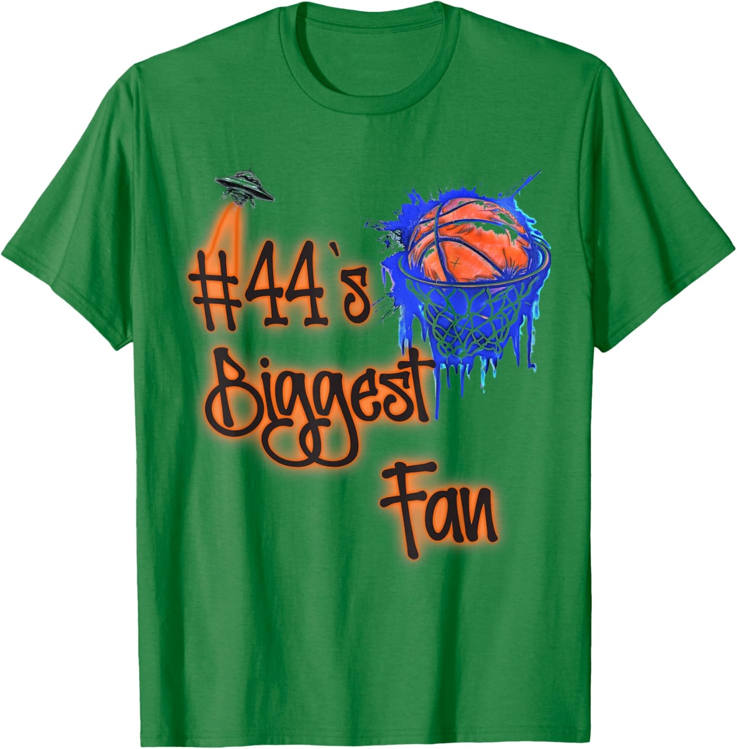 #44 Biggest Fan of Basketball Player Number 44 Dad Mom T-Shirt - T-Shirt | Irish Green