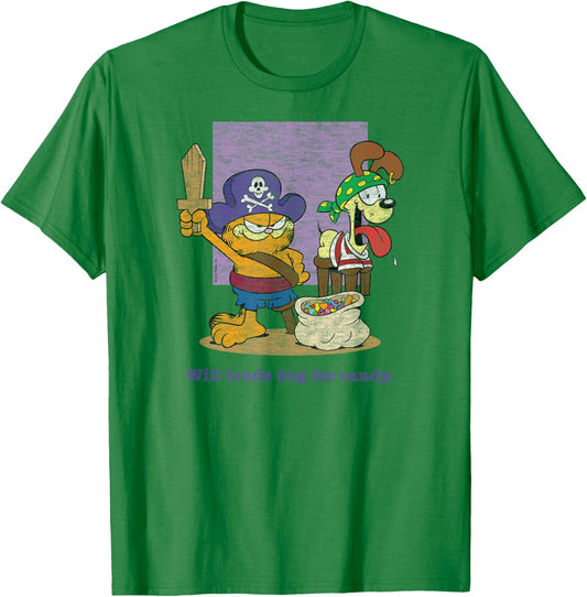 Garfield - Halloween Will Trade Dog For Candy T-Shirt - T-Shirt | Irish Green
