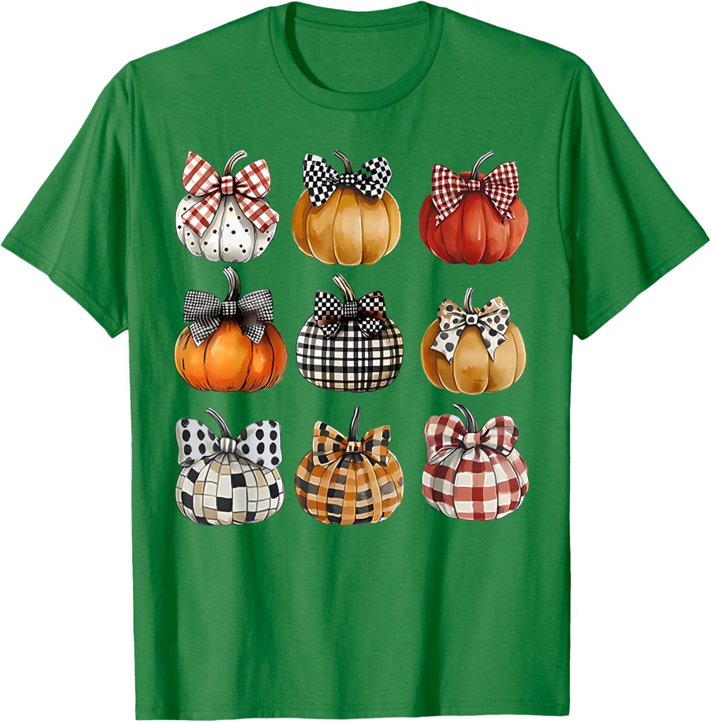 Coquette Bow Pumpkin Season Thanksgiving Autumn Fall Leaves T-Shirt - T-Shirt | Irish Green