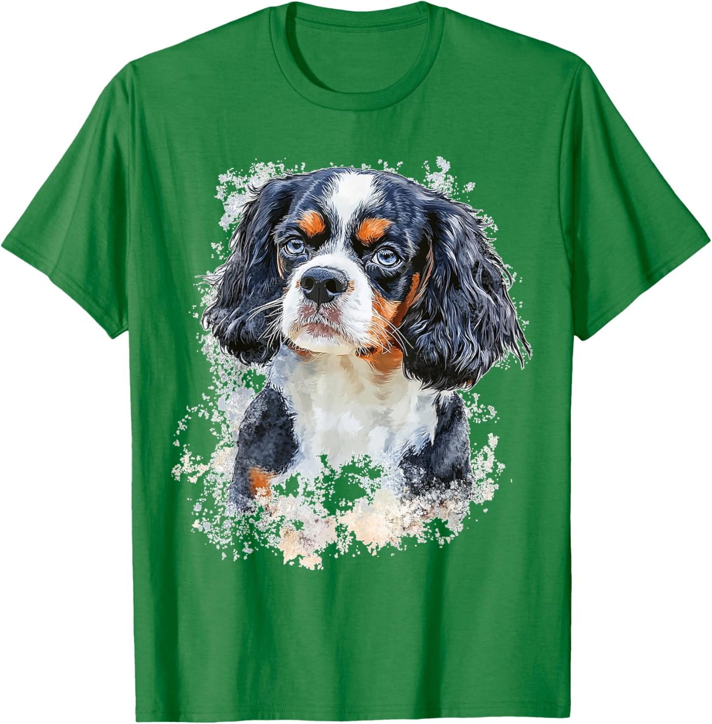 Cavalier King Charles Spaniel Dog Graphic Pet Illustration T-Shirt - T-Shirt | Irish Green