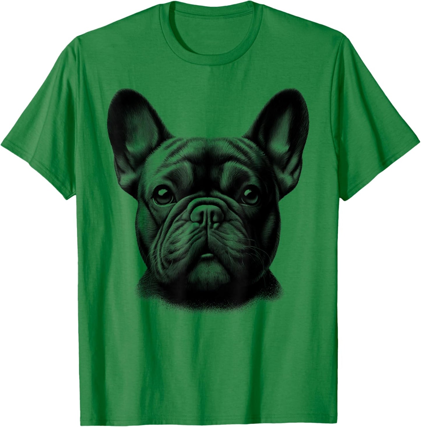 Head Portrait of a Cute French Bulldog T-Shirt - T-Shirt | Irish Green