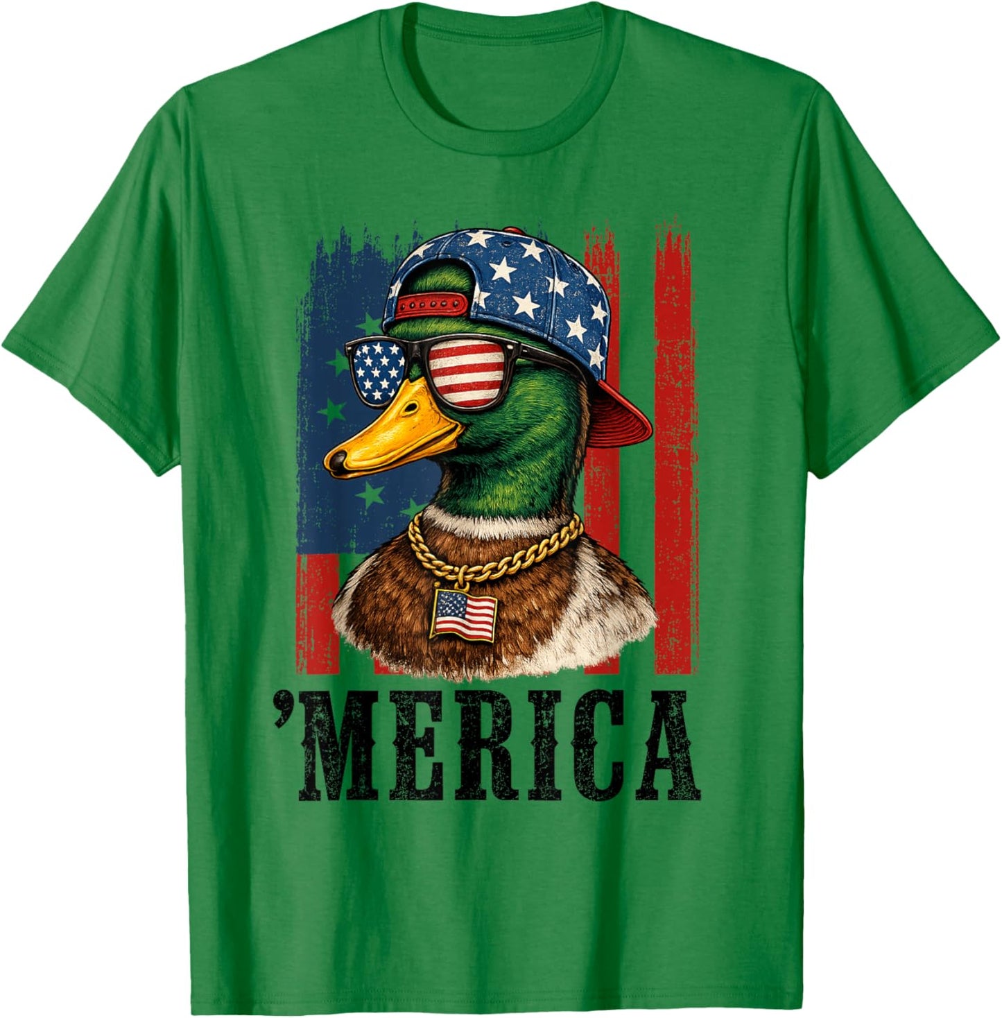 4th of July Cool Duck USA American Flag Goose Patriotic Boys T-Shirt - T-Shirt | Irish Green