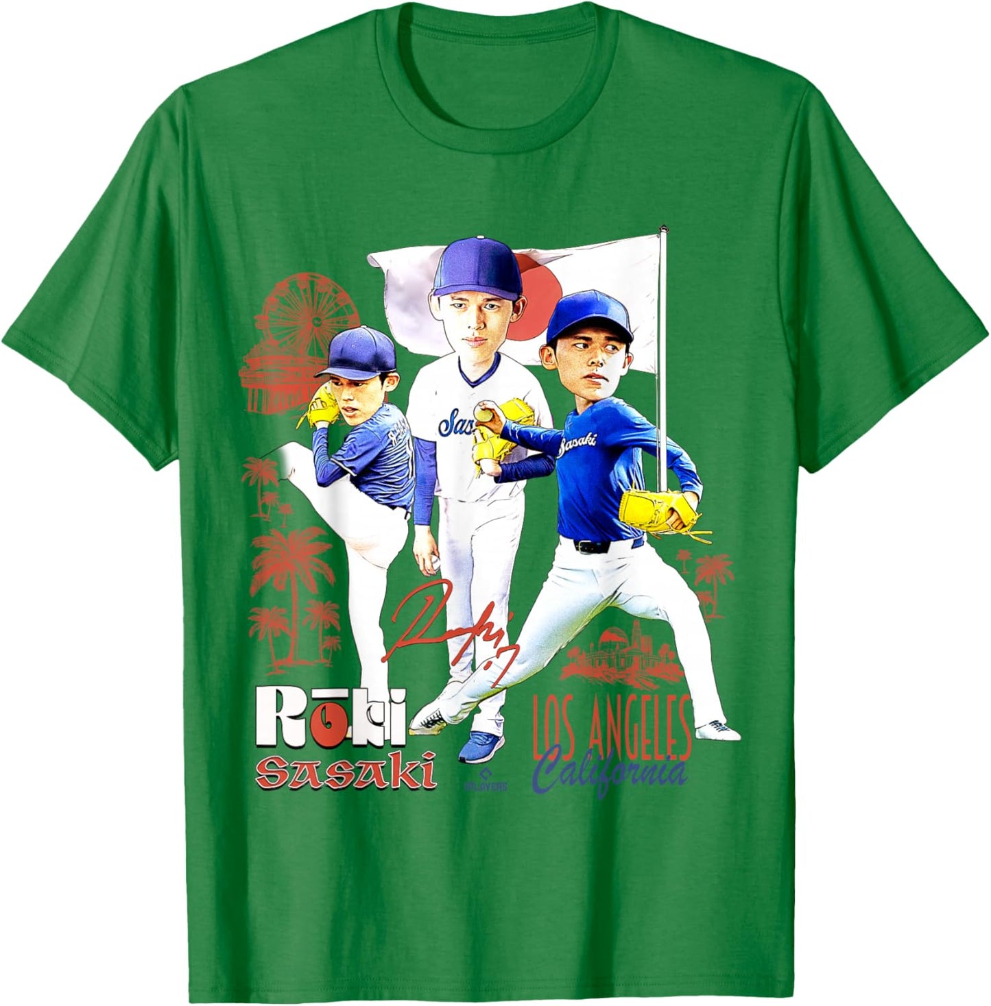 Roki Sasaki | Los Angeles D Baseball Players | MLBROS701K T-Shirt - T-Shirt | Irish Green