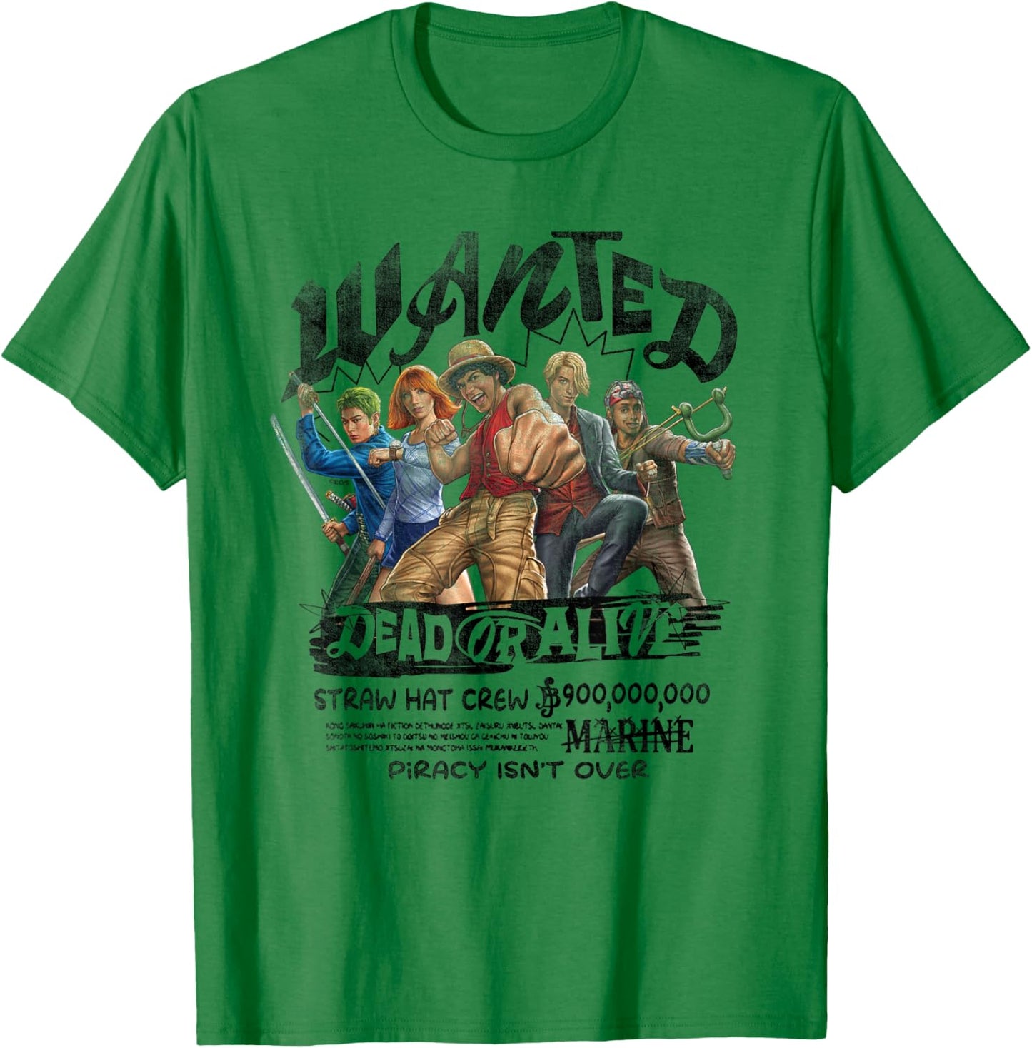 One Piece Straw Hat Crew Dead Or Alive T-Shirt - T-Shirt | Irish Green