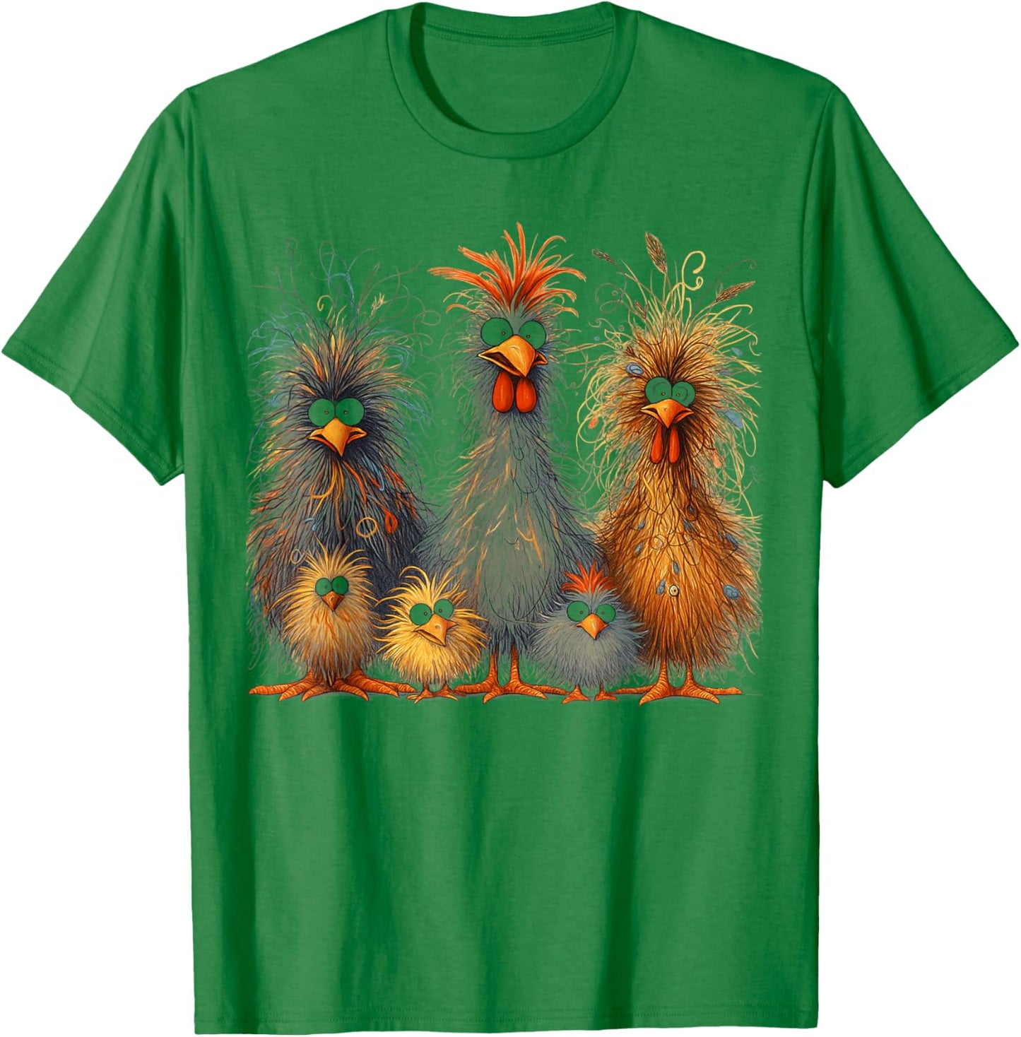 Eagerlys Colorful Funny Chicken Art Men Women Kids T-Shirt - T-Shirt | Irish Green