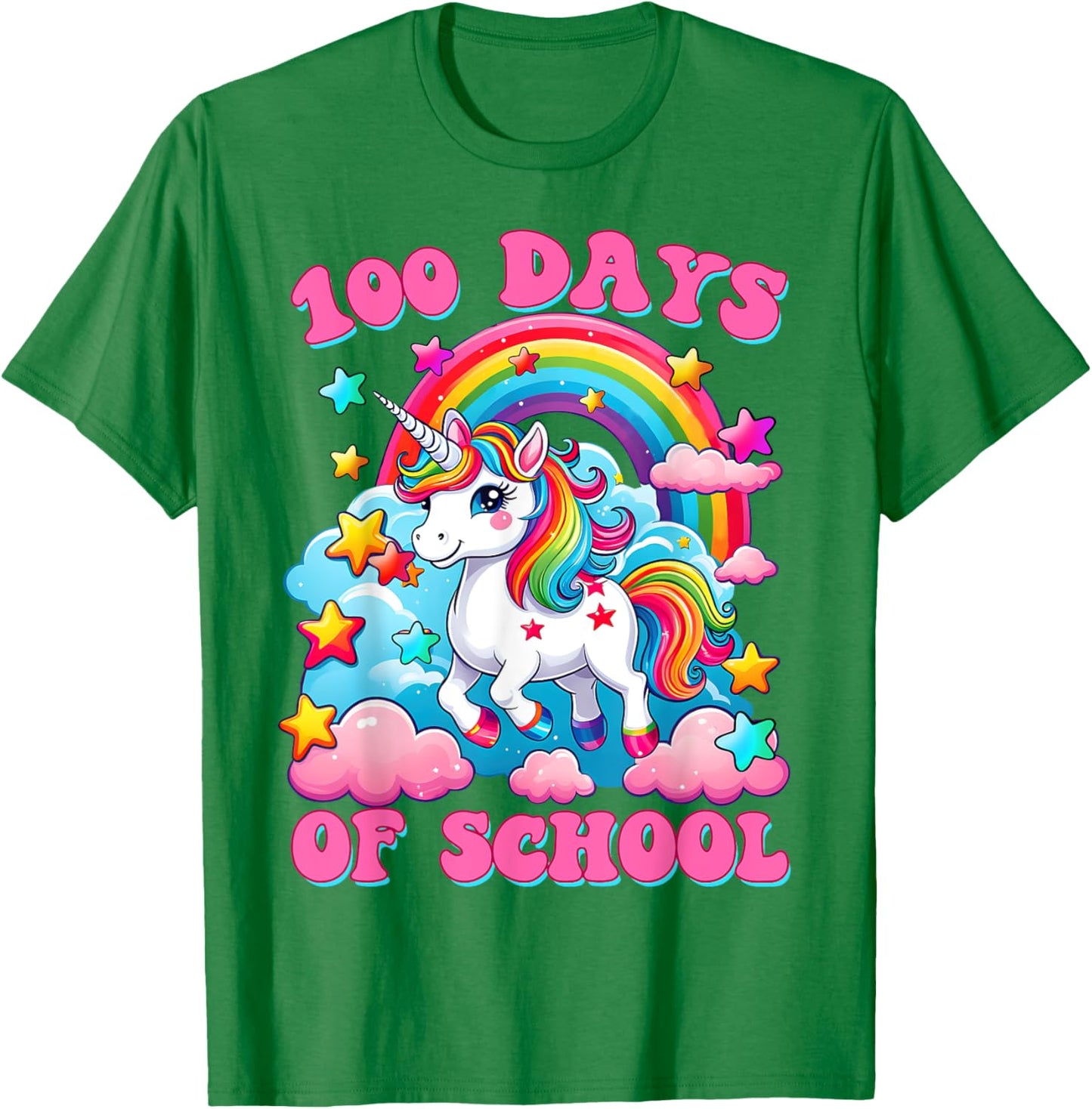 100 Days of School Unicorn Girls Cute 100th Day of School T-Shirt - T-Shirt | Irish Green