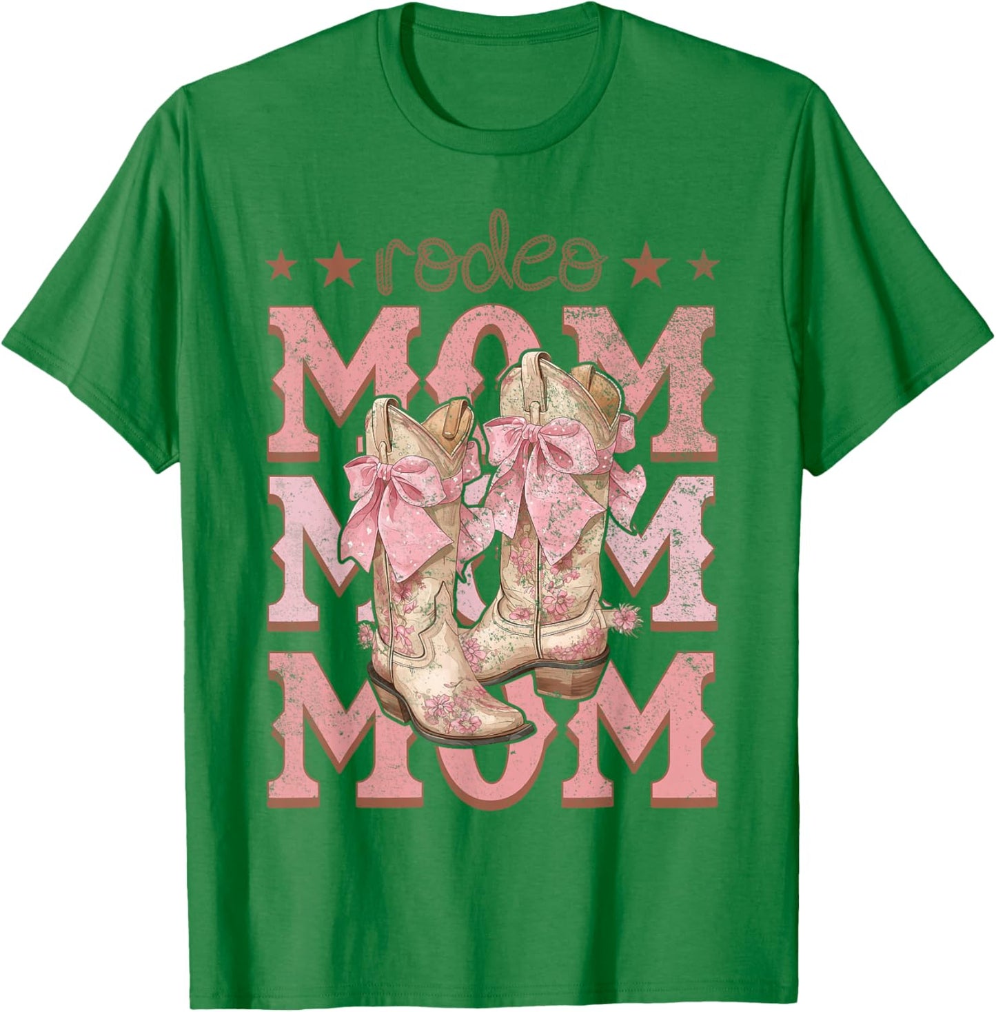 Rodeo Mom Pink Boots Coquette Cow-Girl Birthday Party T-Shirt - T-Shirt | Irish Green