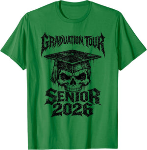 Senior 2026 Graduation Tour Gothic Vintage Skull Class 2026 T-Shirt - T-Shirt | Irish Green