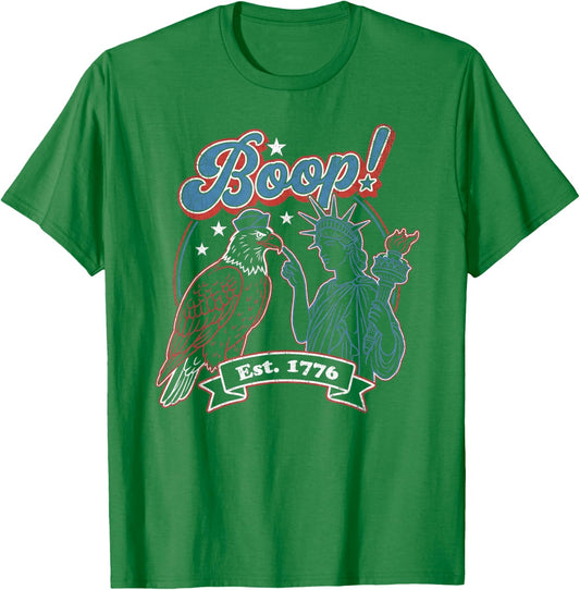 Boop 4th of July Retro Eagle Liberty America Vintage USA T-Shirt - T-Shirt | Irish Green
