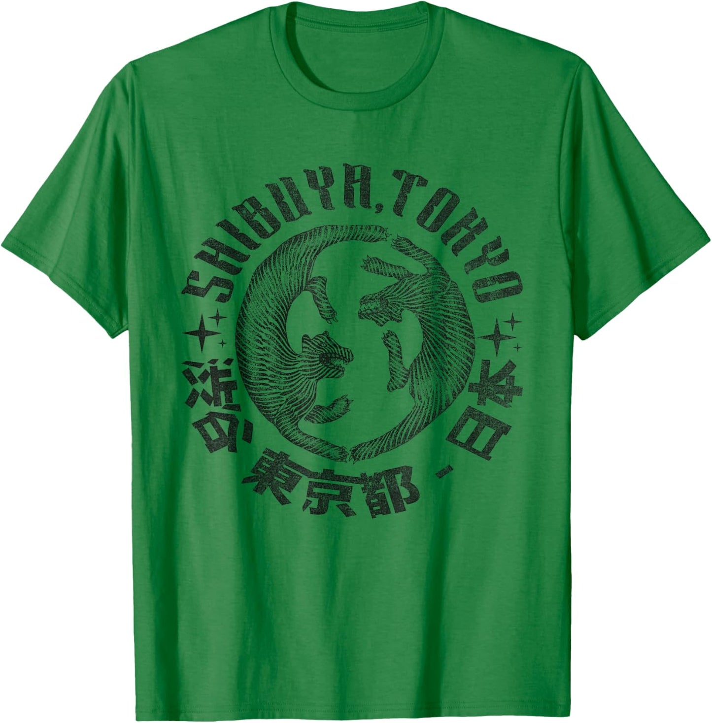 Shibuya Tokyo Tiger - Vintage Japan Streetwear Tiger T-Shirt - T-Shirt | Irish Green