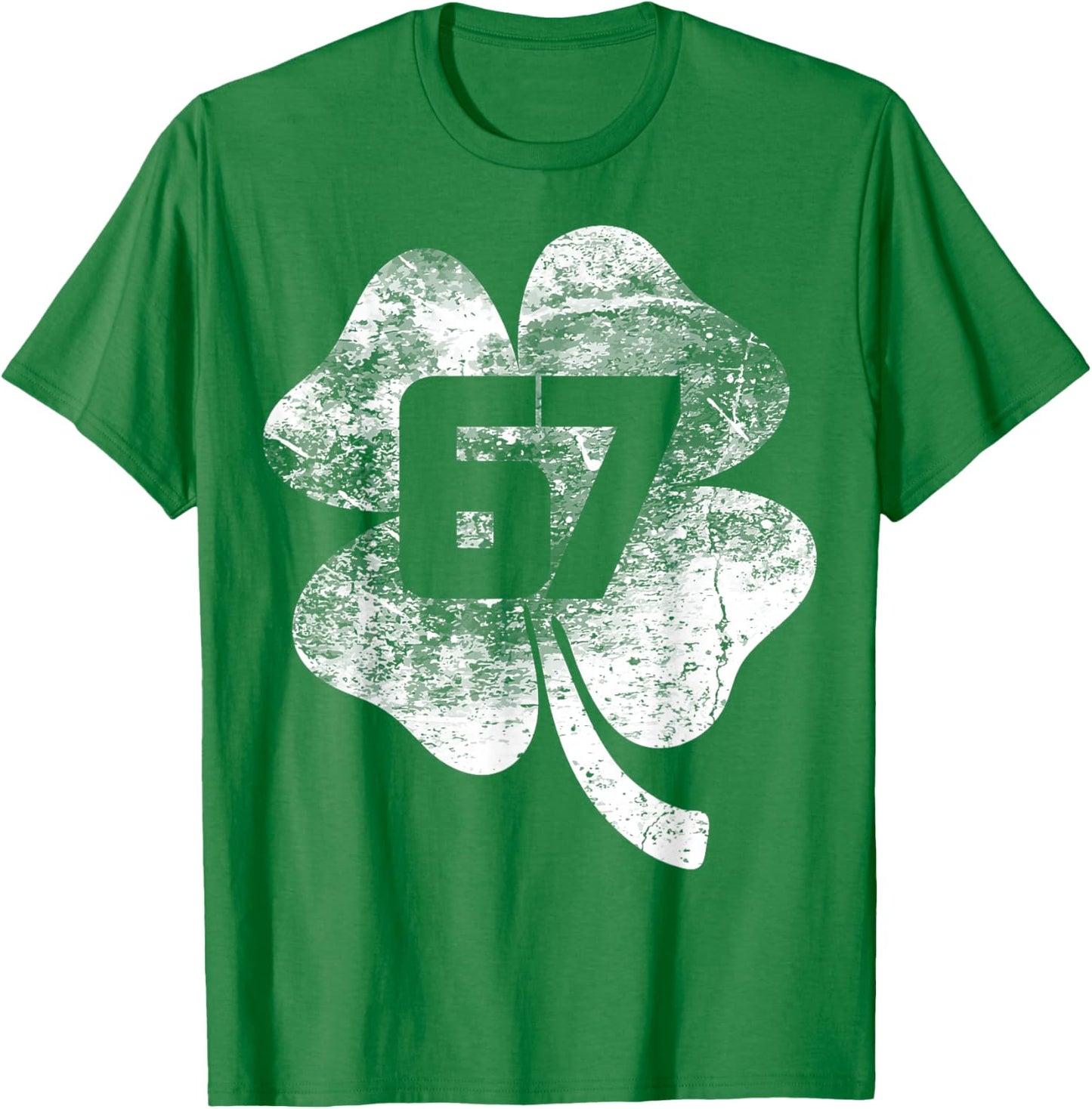 Lucky 67 Clover Green Shamrock St Patrick Vintage Design T-Shirt - T-Shirt | Irish Green