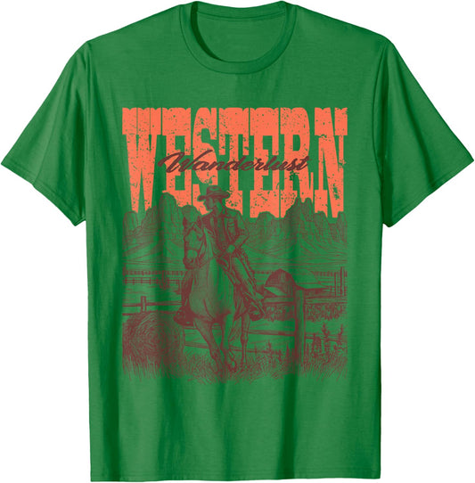 Vintage Cowboy Cowgirl Country & Western Wild West Horse T-Shirt - T-Shirt | Irish Green