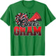 Cheer Gram Cheer Leader Gift Biggest Fan Black Red Pom Pom T-Shirt - T-Shirt | Irish Green