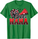 Cheer Nana Cheer Leader Gift Biggest Fan Black Red Pom Pom T-Shirt - T-Shirt | Irish Green