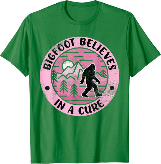 Sasquatch Pink Ribbon Bigfoot Breast Cancer Awareness T-Shirt - T-Shirt | Irish Green
