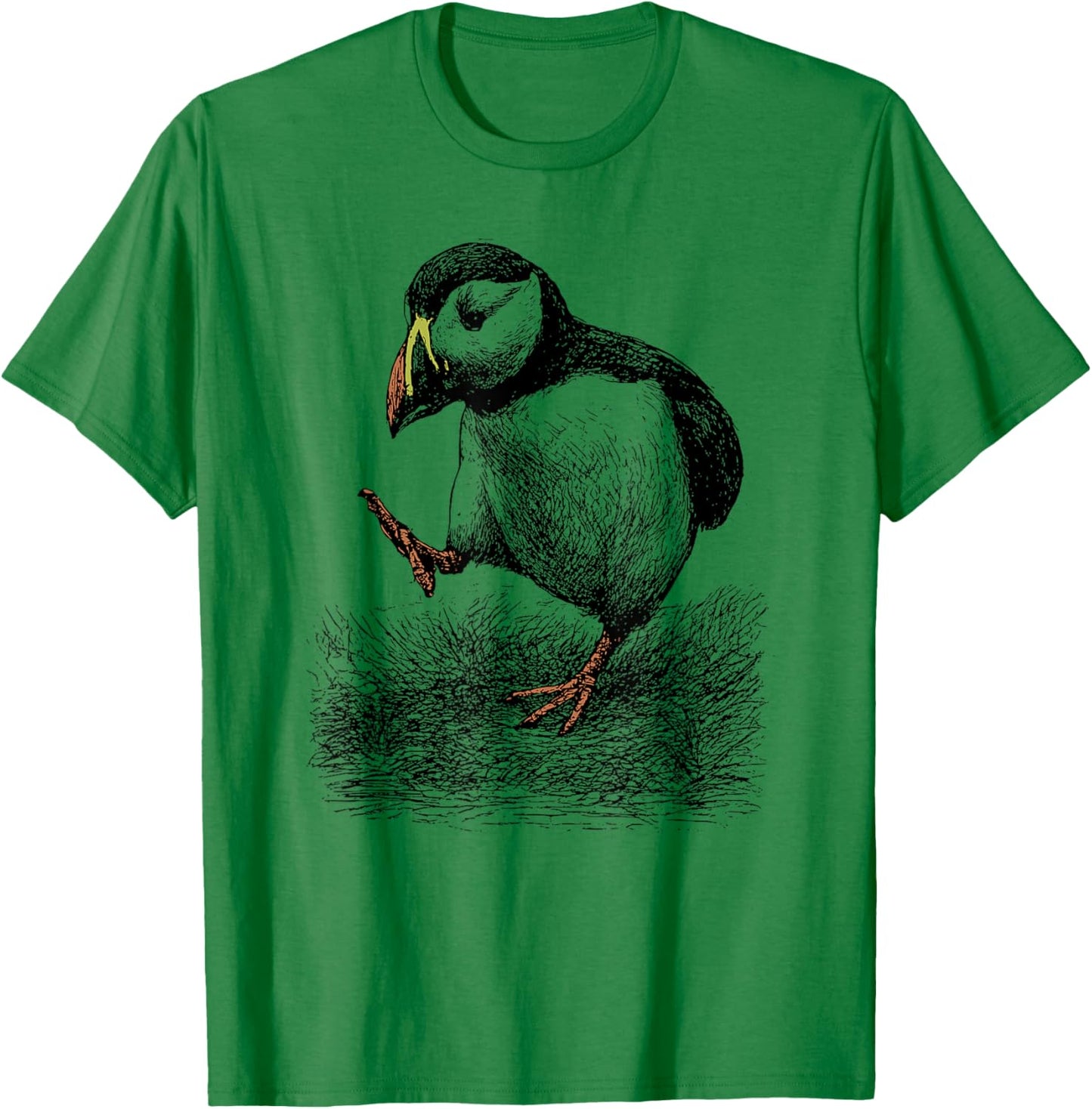 Puffin Vogel Vintage – Lustige Küste Meer Tierkunst T-Shirt - T-Shirt | Irish Green