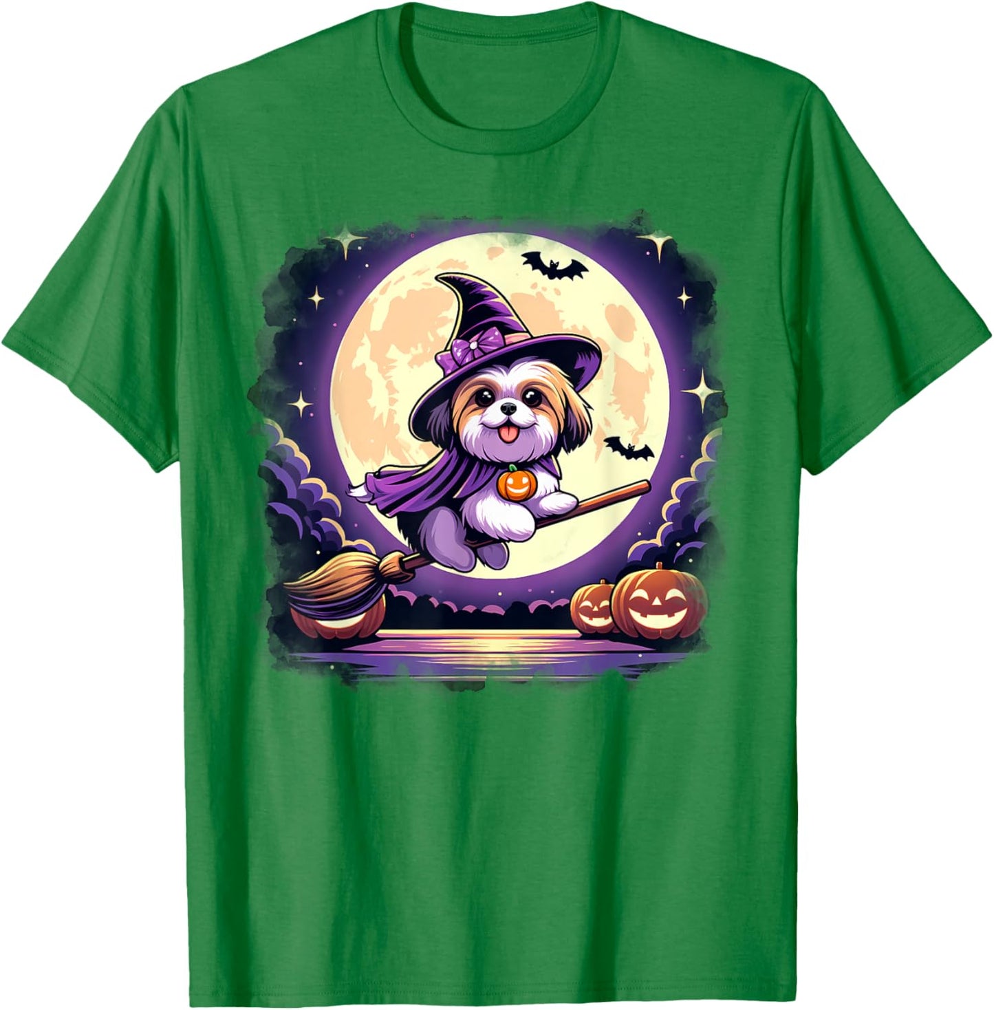 Cute Shih Tzu Halloween Costume Shirt Dog Lover Women Girls T-Shirt - T-Shirt | Irish Green