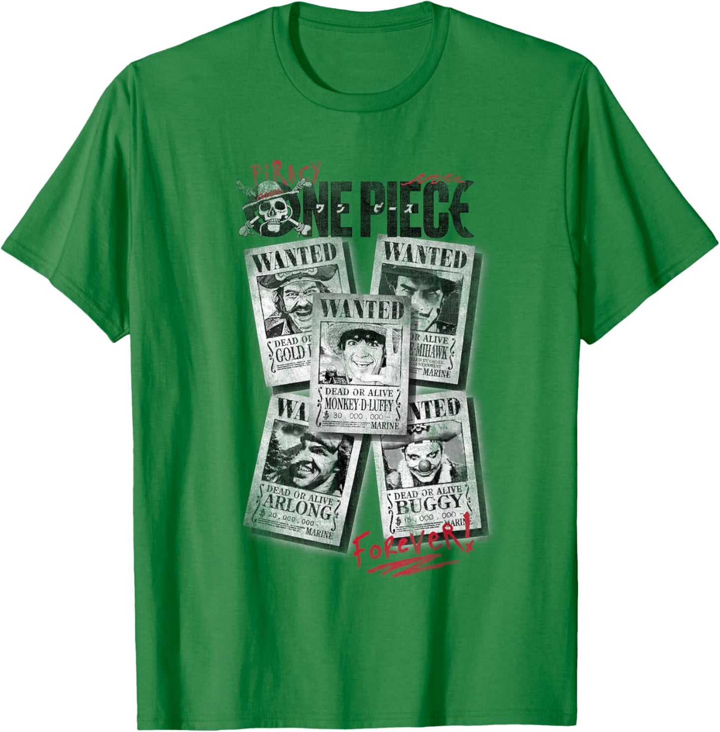 One Piece Wanted Posters T-Shirt - T-Shirt | Irish Green