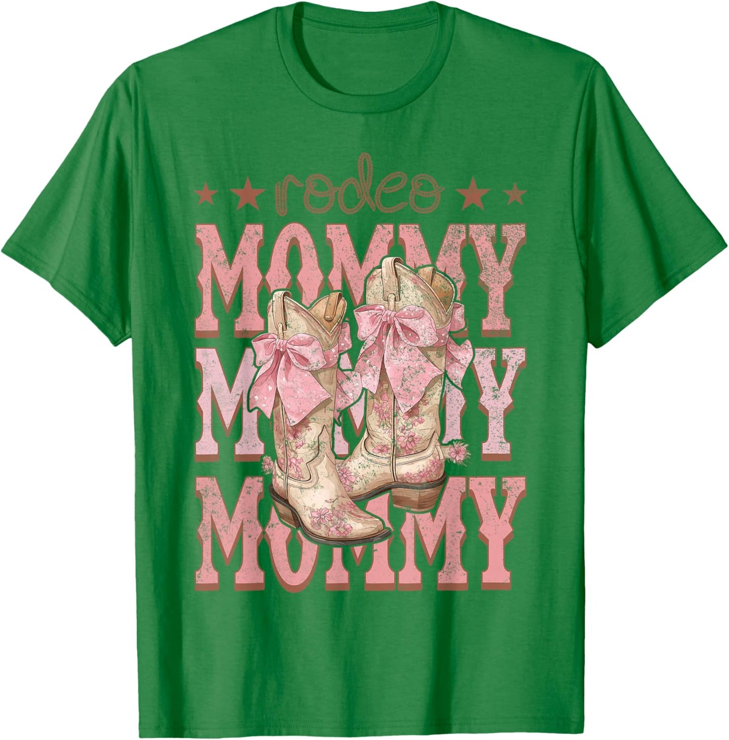 Rodeo Mommy Pink Boots Coquette Cow-Girl Birthday Party T-Shirt - T-Shirt | Irish Green