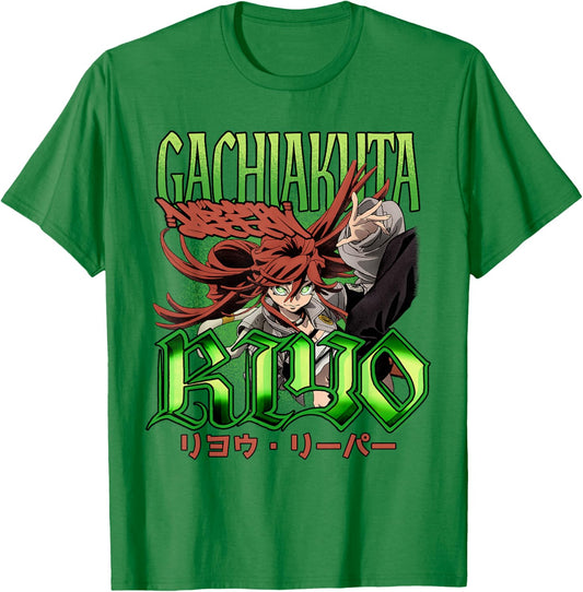 Riyo Portrait with Kanji and Show Logo Anime T-Shirt - T-Shirt | Irish Green