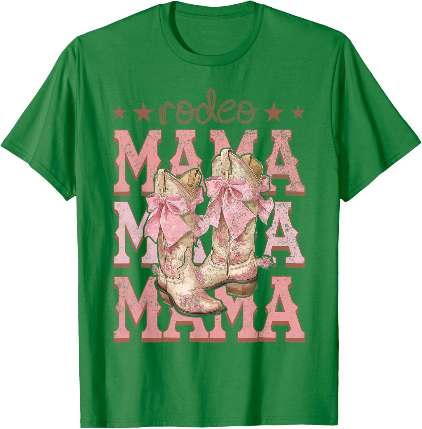 Rodeo Mama Pink Boots Coquette Cow-Girl Birthday Party T-Shirt - T-Shirt | Irish Green