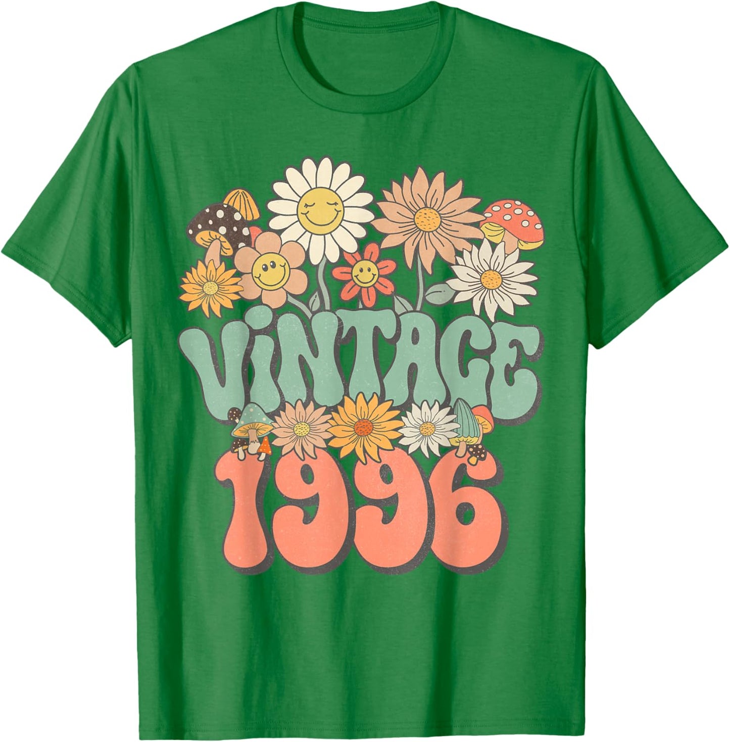 Vintage 1996 Daisy Hippie Groovy Wildflower 30th Birthday T-Shirt - T-Shirt | Irish Green