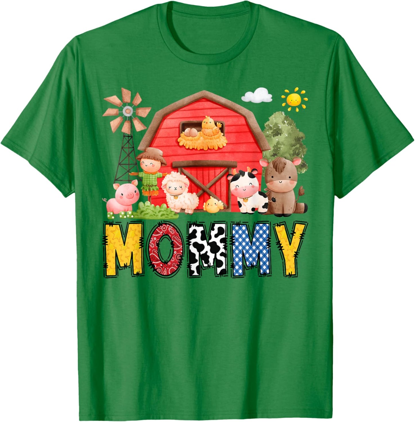 Mommy Farm Cow Birthday Boy Matching Family Matching T-Shirt - T-Shirt | Irish Green