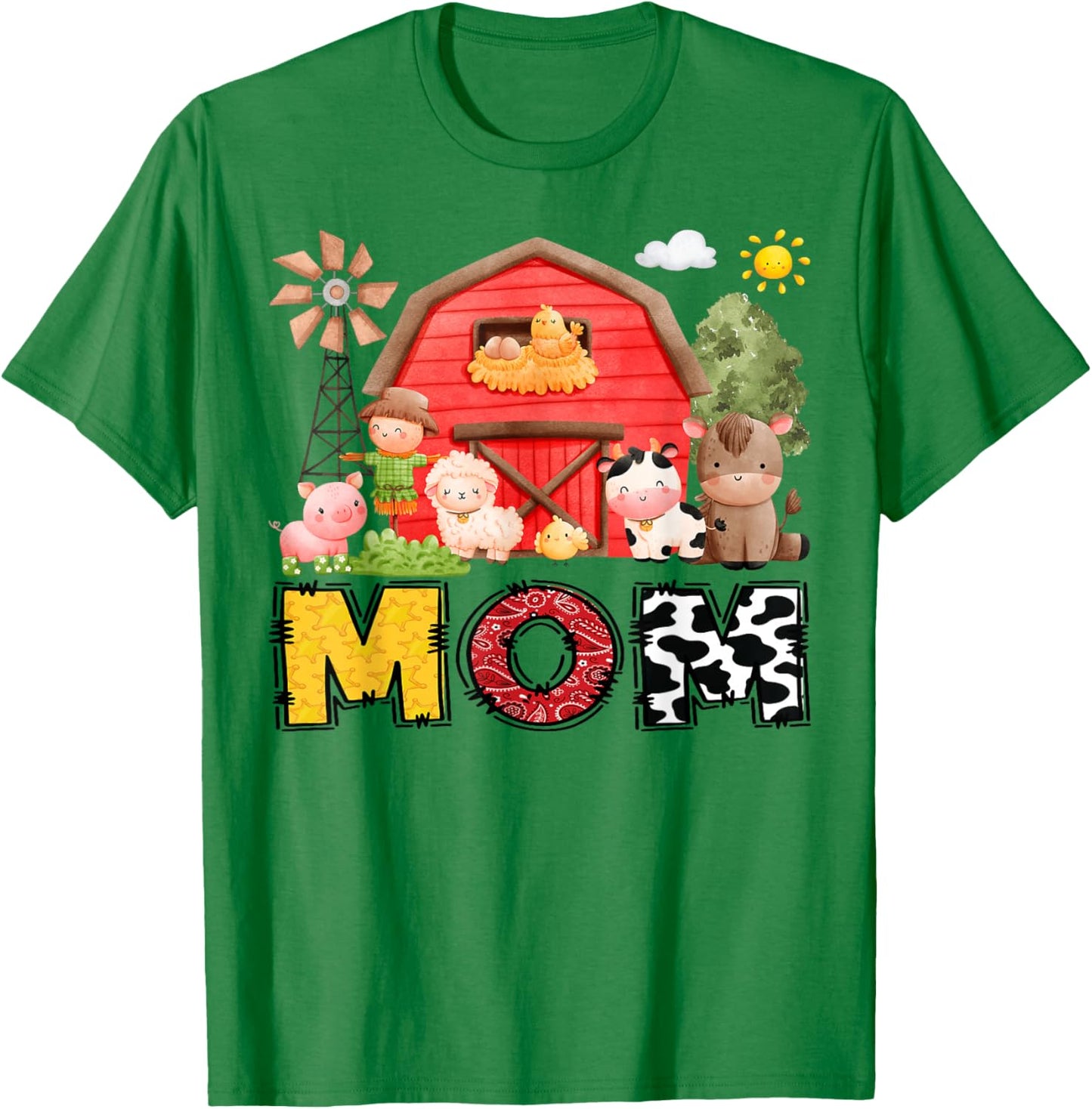 Mom Farm Cow Birthday Boy Matching Family Matching T-Shirt - T-Shirt | Irish Green