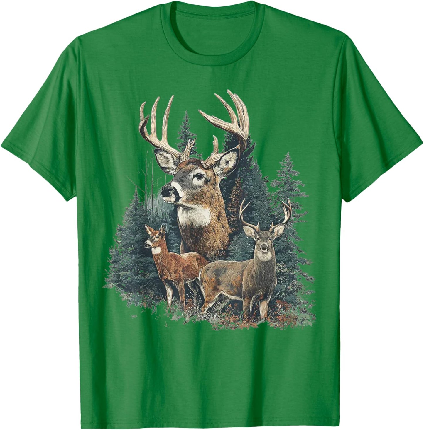 Vintage Deer 90s Graphic Style Hunter Deer Faded Nature T-Shirt - T-Shirt | Irish Green