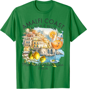 Amalfi Coast Italy Travel Trip Vacation Mediterranean Sea T-Shirt - T-Shirt | Irish Green
