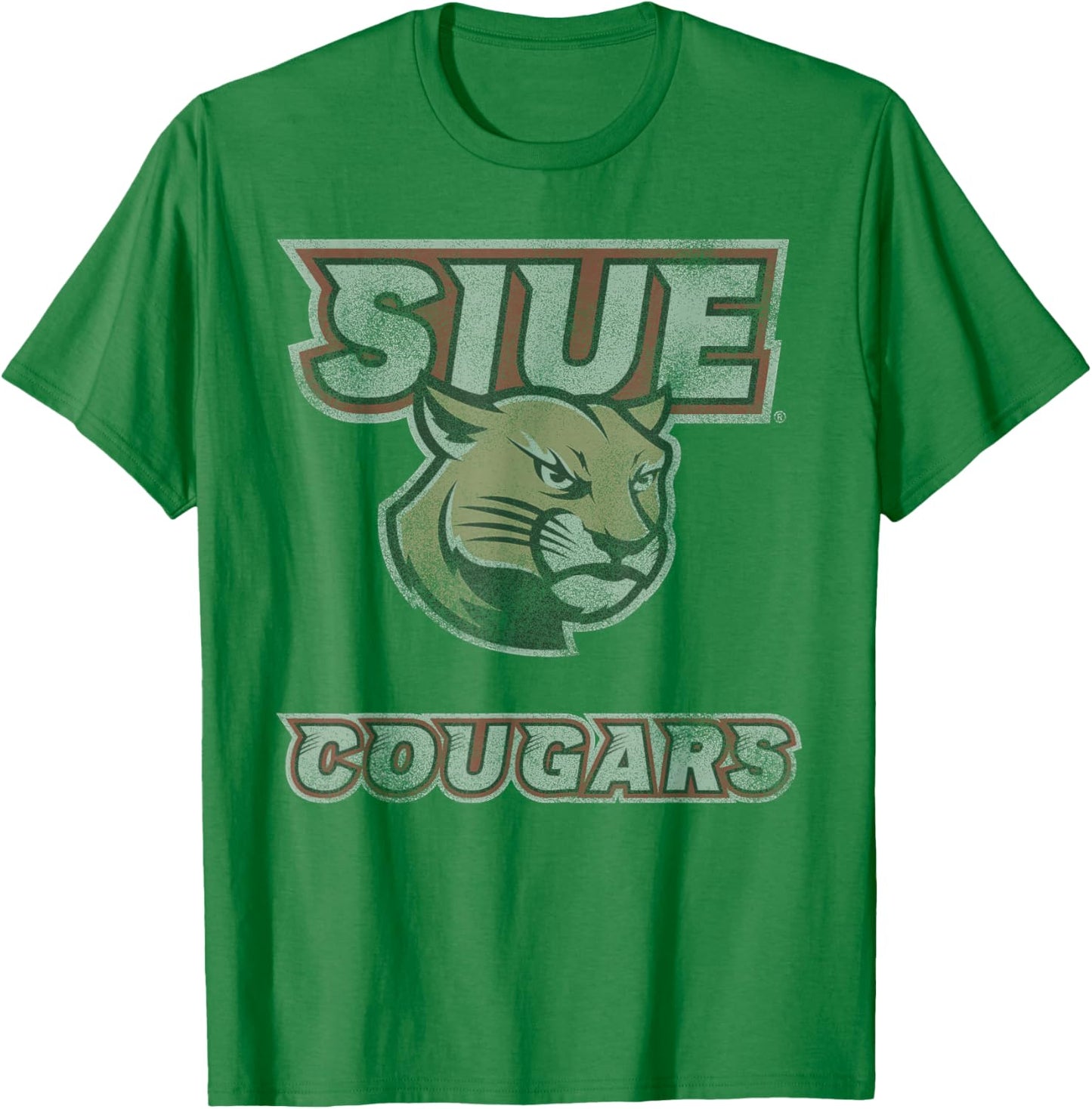 Southern Illinois Edwardsville Cougars Vintage Worn Red T-Shirt - T-Shirt | Irish Green