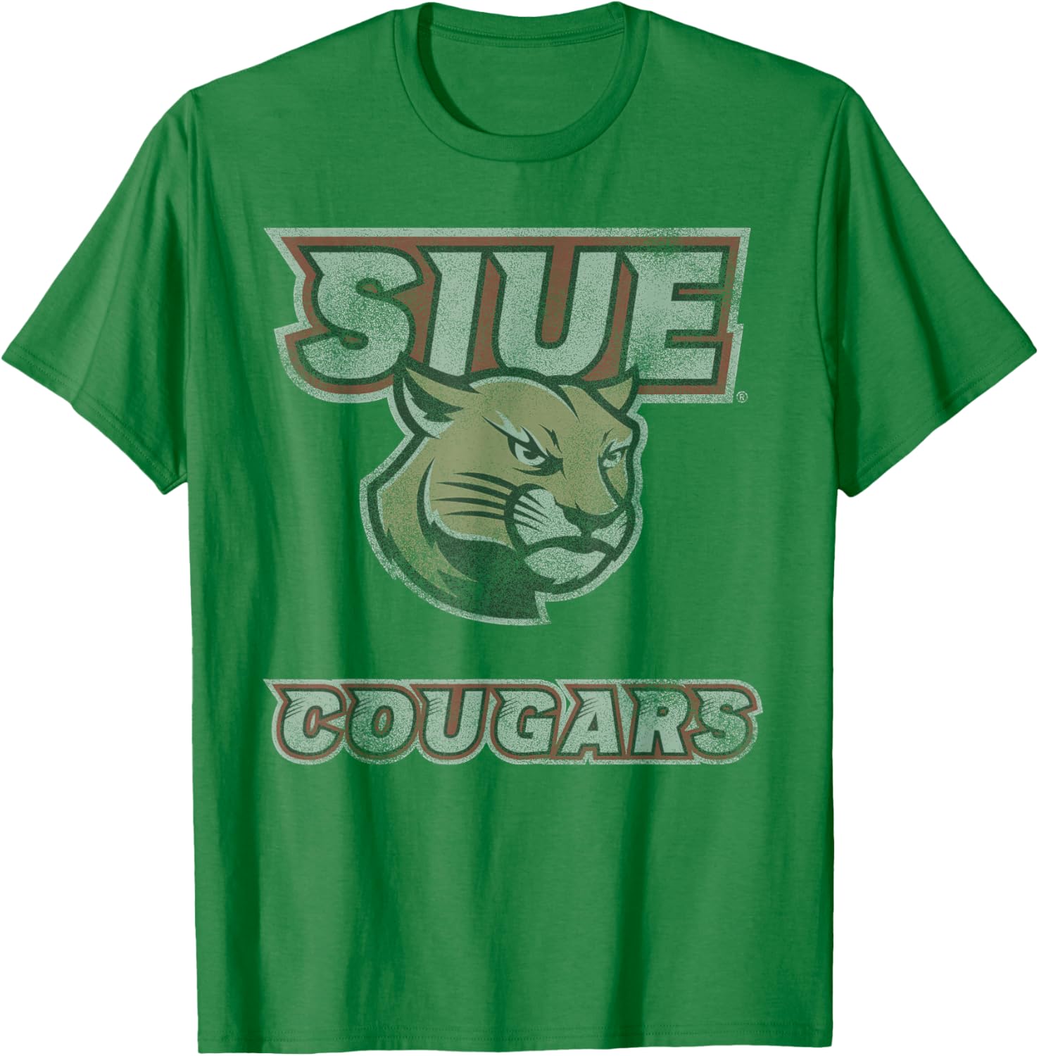 Southern Illinois Edwardsville Cougars Vintage Worn Red T-Shirt - T-Shirt | Irish Green