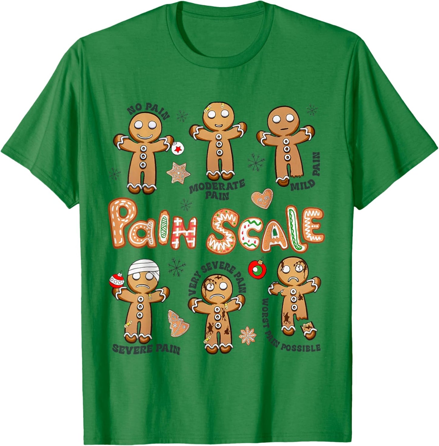 Pain Scale Gingerbread Xmas, Xmas Nurse, Gingerbread Man T-Shirt - T-Shirt | Irish Green