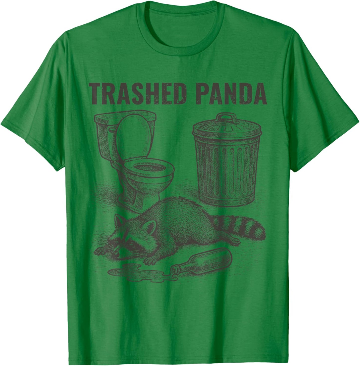 Trashed Panda Drunk Raccoon T-Shirt - T-Shirt | Irish Green