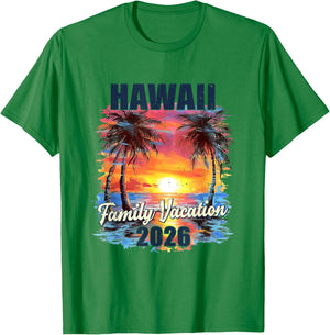 Family Vacation Hawaii 2026 Summer Trip Matching T-Shirt - T-Shirt | Irish Green