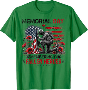 Memorial Day Remembering Our Fallen Heroes Patriotic Us Flag T-Shirt - T-Shirt | Irish Green