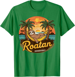 Roatan Sloth, Roatan Honduras Sloth, Roatan T-Shirt - T-Shirt | Irish Green