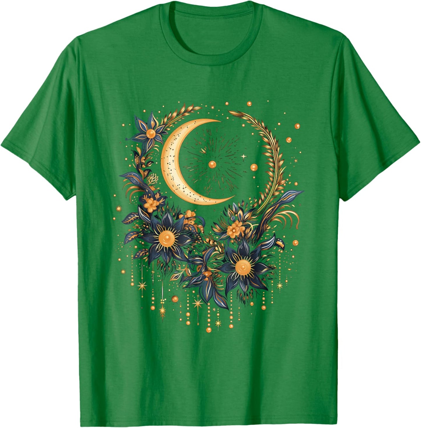 Mystic Sun and Moon Woman Mystical Flowers Aesthetic T-Shirt - T-Shirt | Irish Green