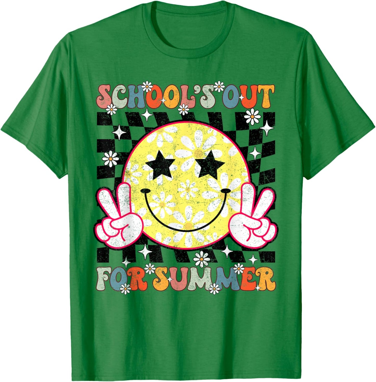 Last Day of School Retro Schools Out for Summer Teacher Kids T-Shirt - T-Shirt | Irish Green