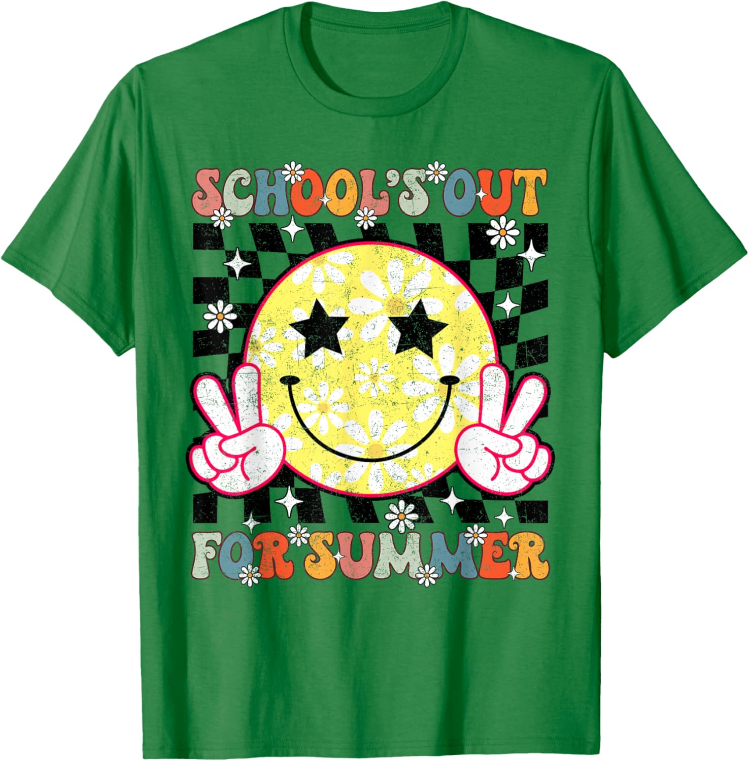 Last Day of School Retro Schools Out for Summer Teacher Kids T-Shirt - T-Shirt | Irish Green