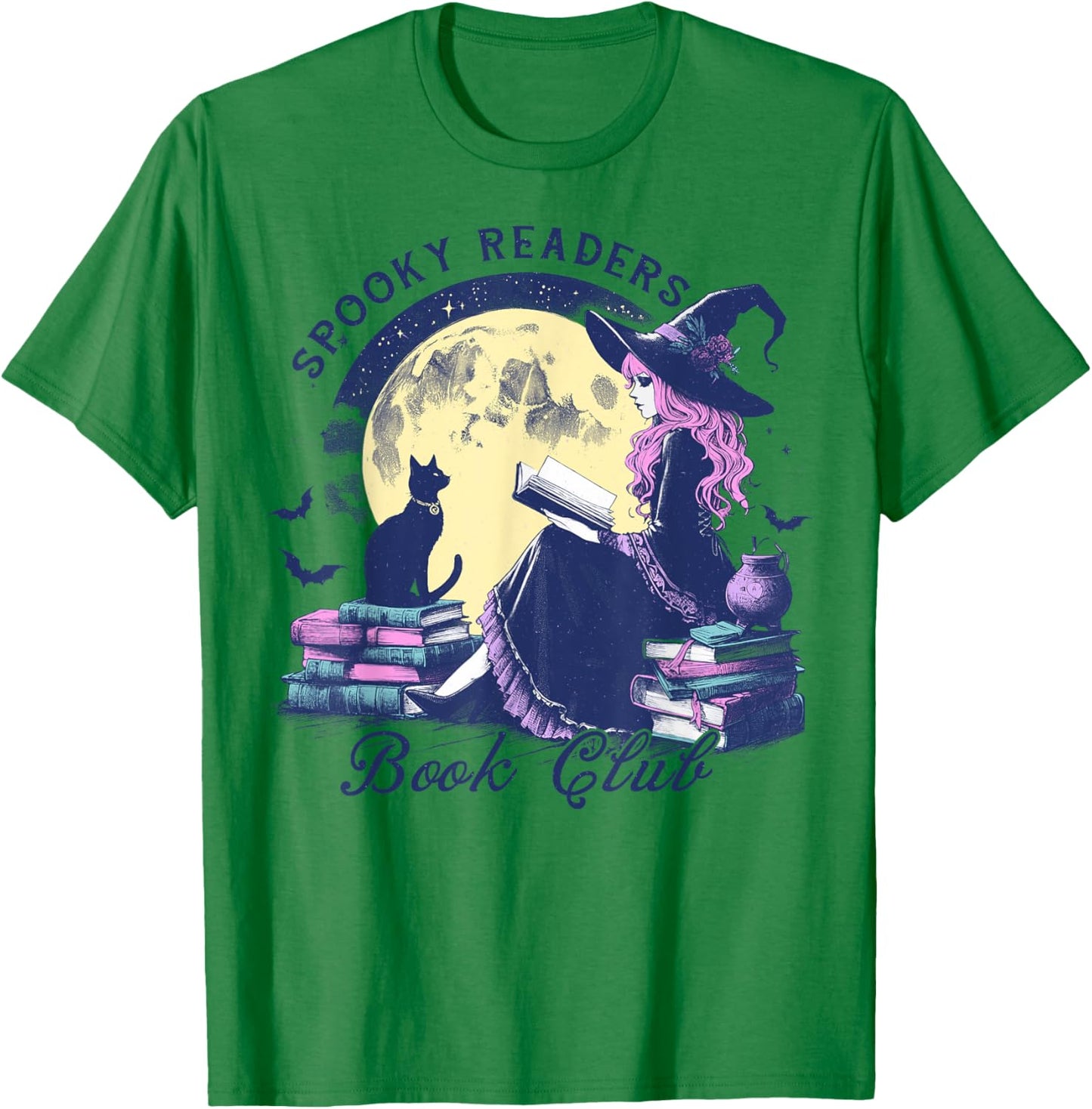 Vintage Sexy Witch Spooky Readers Book Lover Club Halloween T-Shirt - T-Shirt | Irish Green