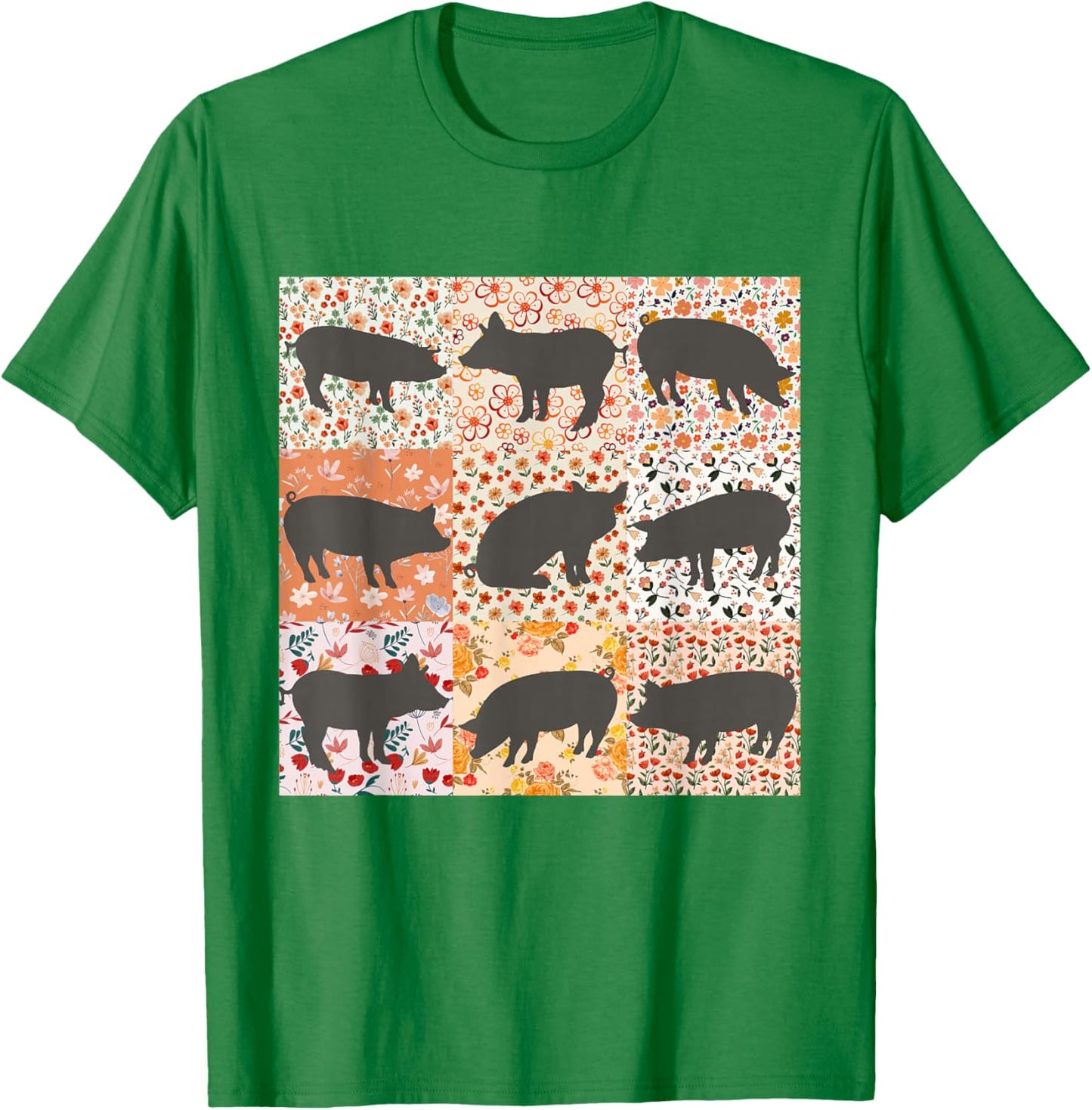 Pig Mom Pig Lover Show Mom Farm Life Farmer Floral Boho Pig T-Shirt - T-Shirt | Irish Green