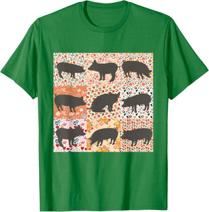 Pig Mom Pig Lover Show Mom Farm Life Farmer Floral Boho Pig T-Shirt - T-Shirt | Irish Green