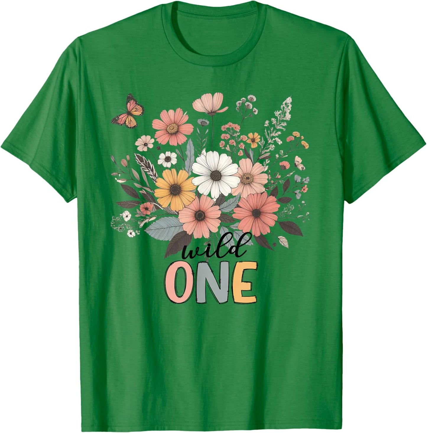 Wildflowers Wild One Floral Wild One Wildflower 1st Birthday T-Shirt - T-Shirt | Irish Green