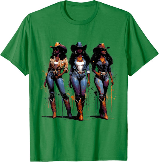 Melanin Rodeo Queen Black Cowgirl African American Western T-Shirt - T-Shirt | Irish Green