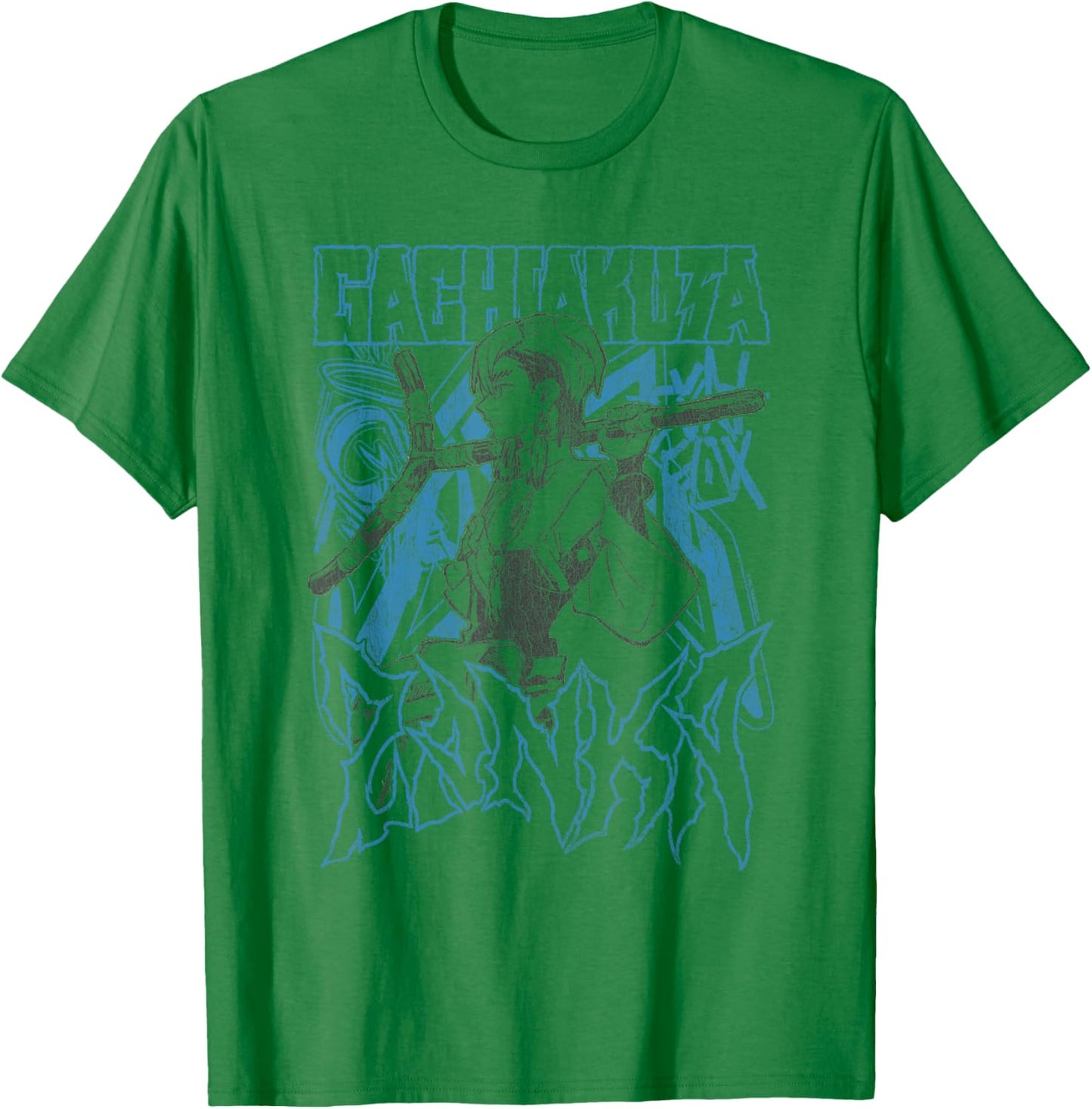 Zanka Pose with Blue Logo Graffiti Anime T-Shirt - T-Shirt | Irish Green
