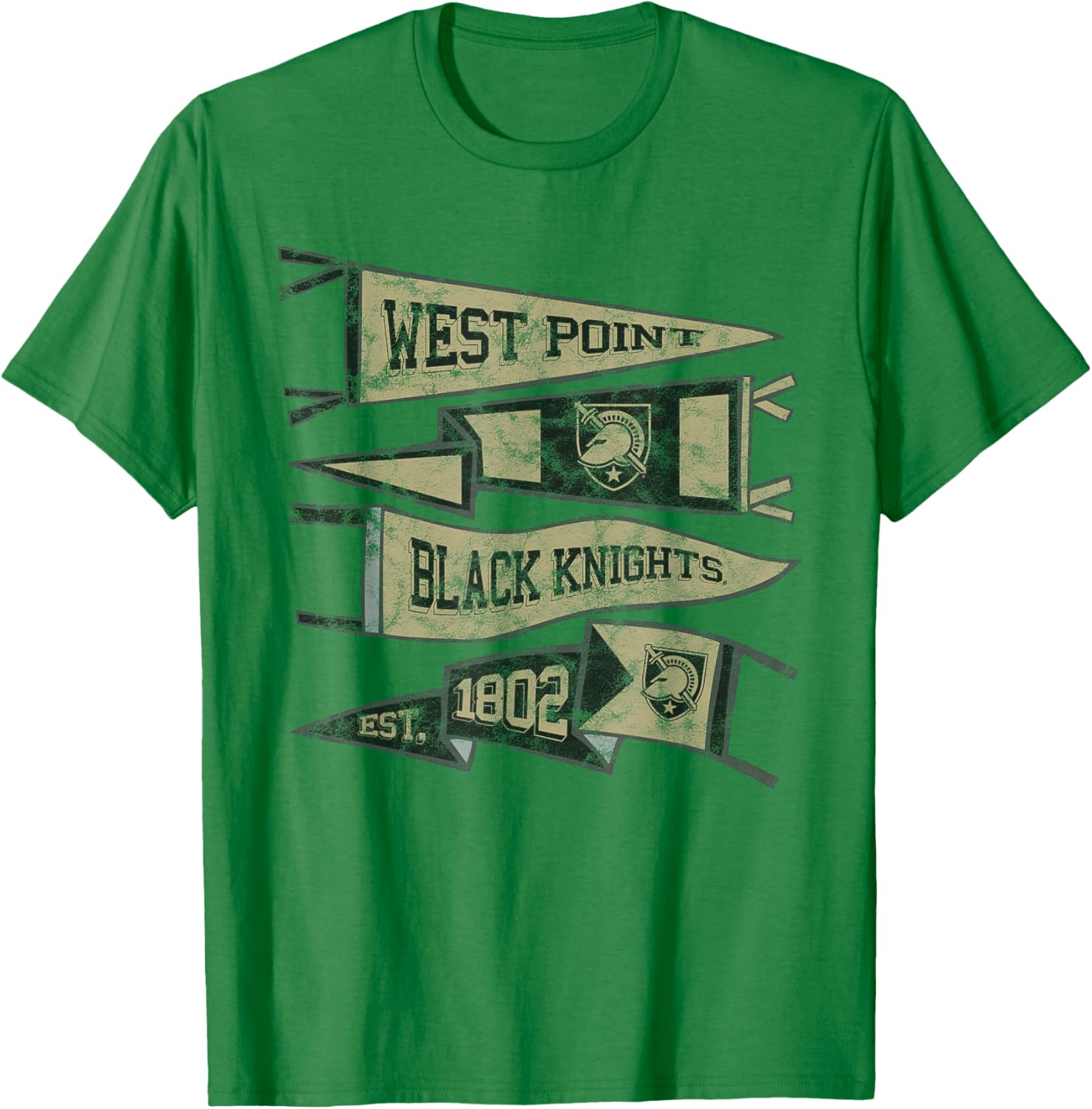 Army West Point Black Knights Distressed Pennants T-Shirt - T-Shirt | Irish Green