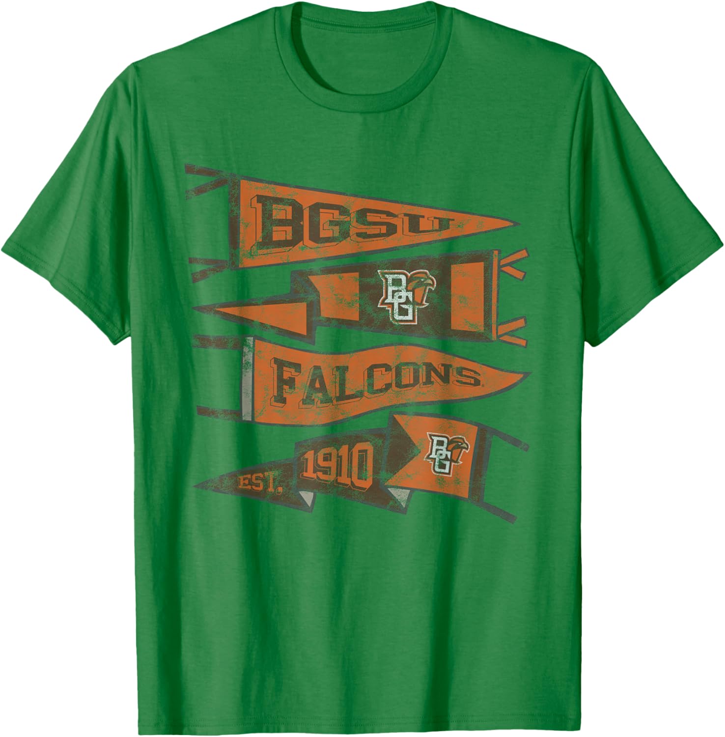 Bowling Green BGSU Falcons Distressed Pennants T-Shirt - T-Shirt | Irish Green